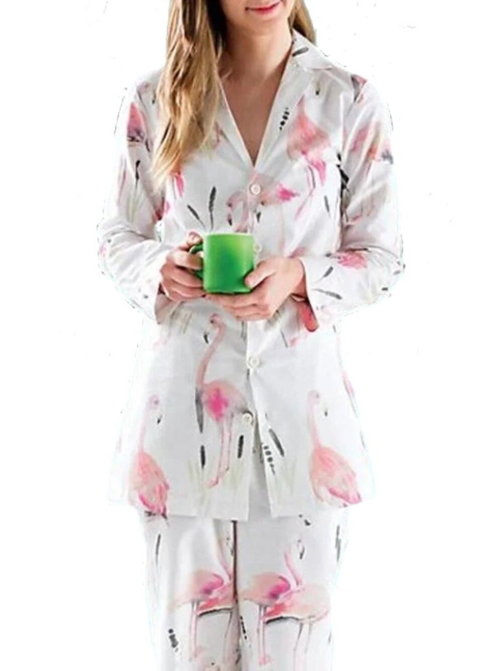 PINE CONE HILL LINENS ANNIE SELKE Flamingos Long Sleeve Pajamas Small Cotton